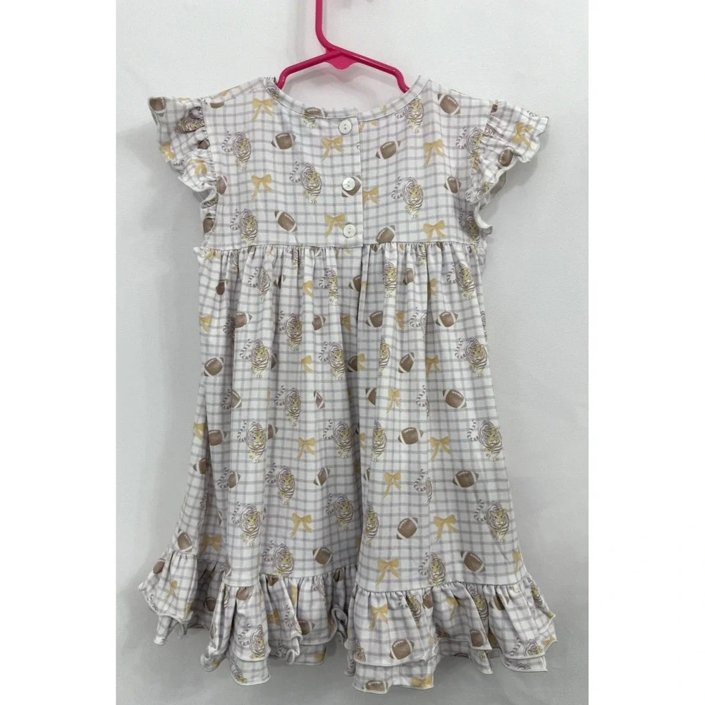 NWT Seaux Smocked LSU Tiger Football Bloomer Set‎ Toddler Girls Size 4T